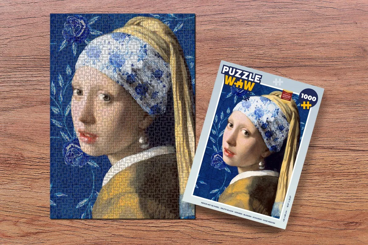 PuzzleWow Vermeer Meisje met de parel Legpuzzel 1000 Stuks - Multicolor