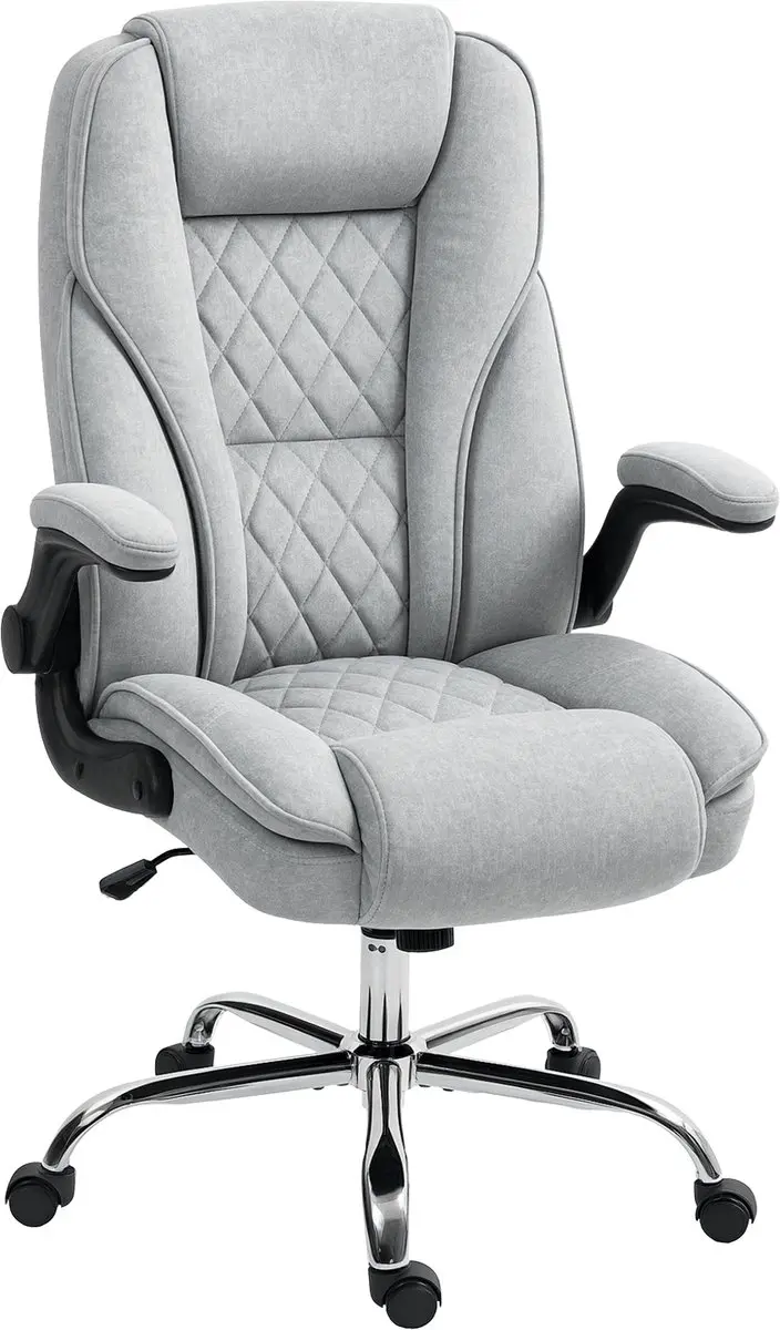 HOMCOM-Bureaustoel-Fluwelen (100% polyester)-70x70x122cm-Grijs