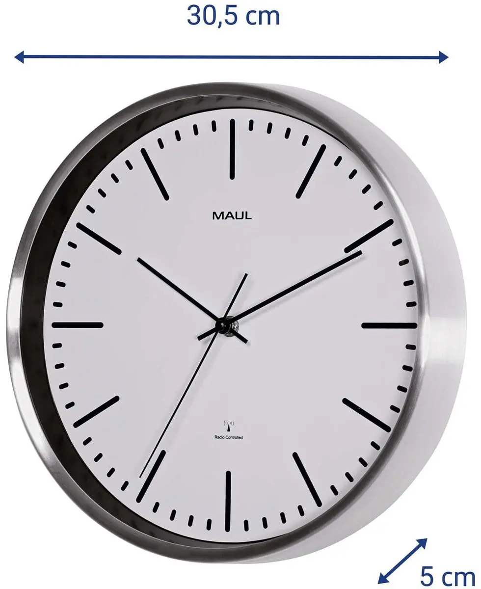 MAULfly Wandklok 30RC - Wit - Ø 30.5cm - afbeelding 2 van 6