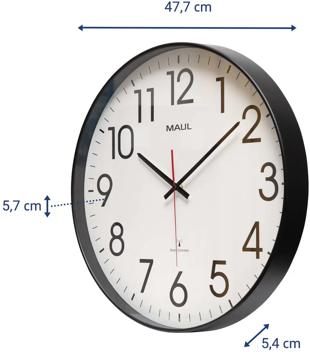 MAULclimb Wandklok 47RC - Zwart - Ø47,7cm - afbeelding 2 van 6