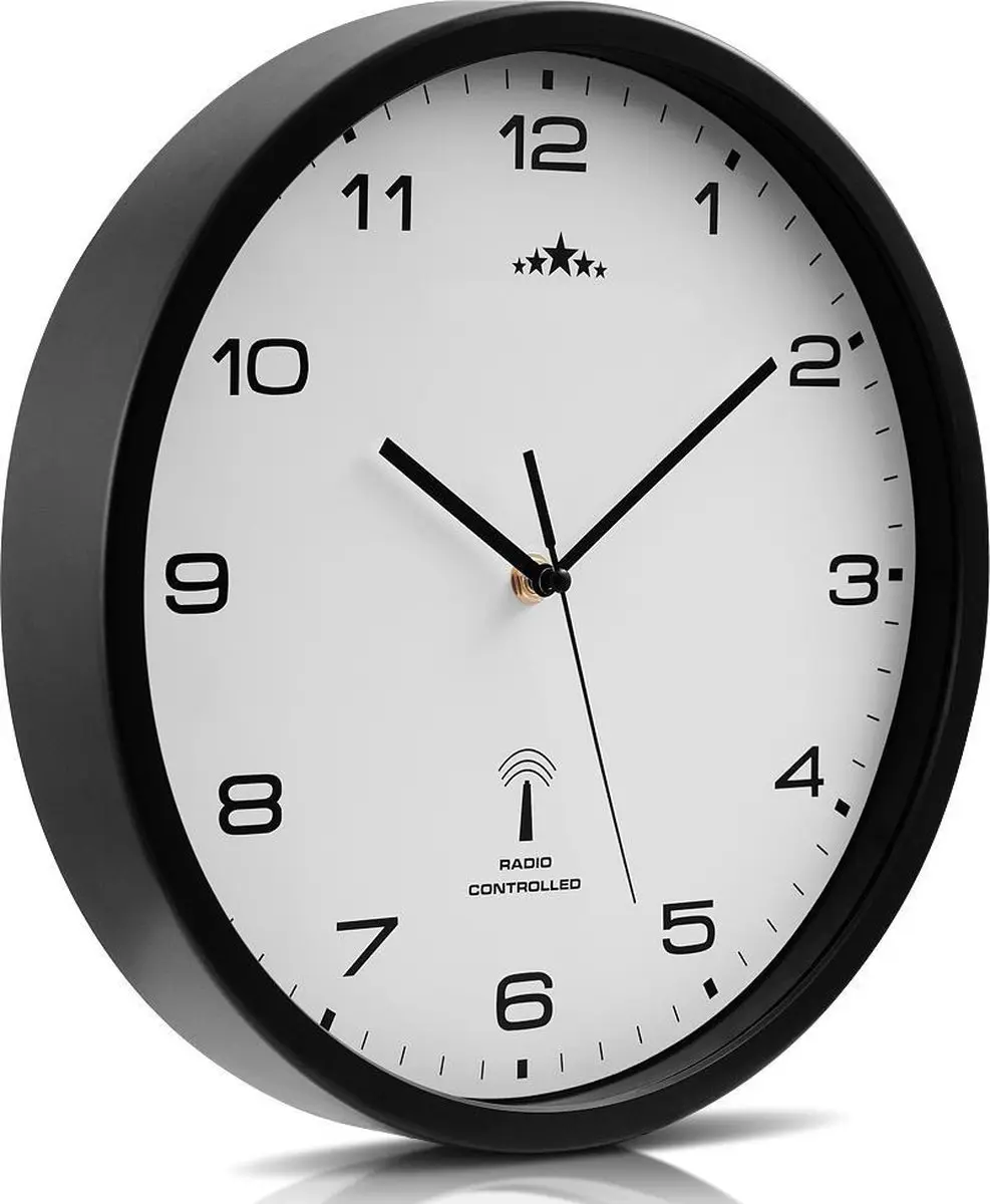 Monzana Wandklok Radiogestuurd 31cm - Zwart/Wit