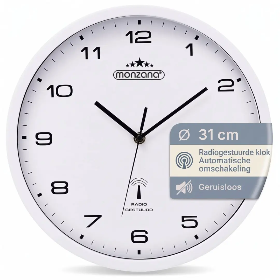 Monzana Wandklok Radiogestuurd Ø31cm