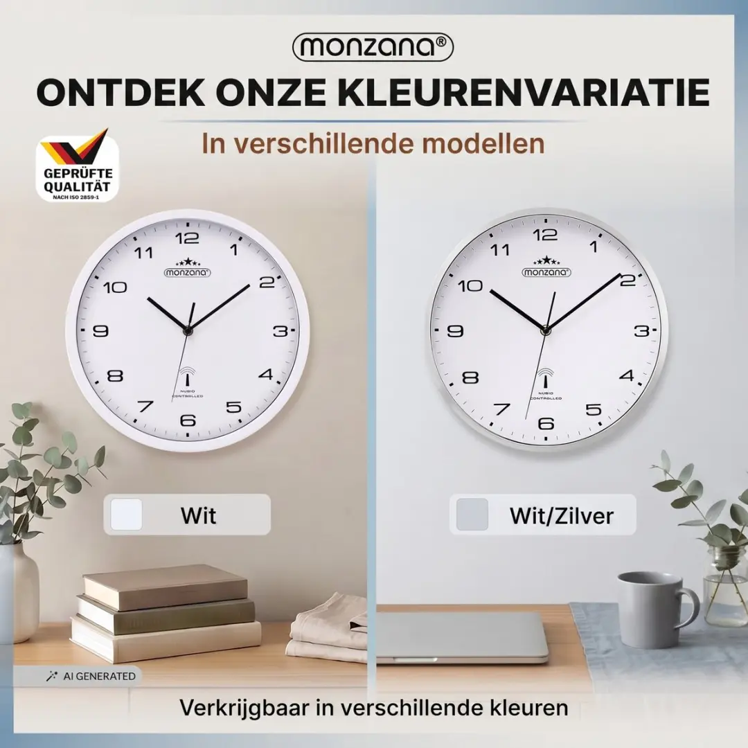 Monzana Wandklok Radiogestuurd Ø31cm - Wit