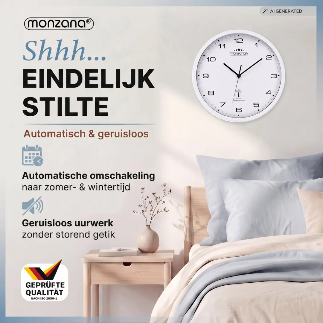 Monzana Wandklok Radiogestuurd Ø31cm - Wit