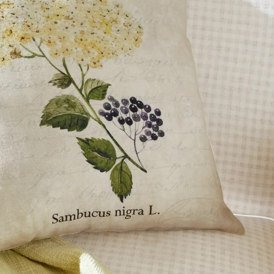 Loberon Kussenhoes Sambucus - wit/geel - afbeelding 4 van 5