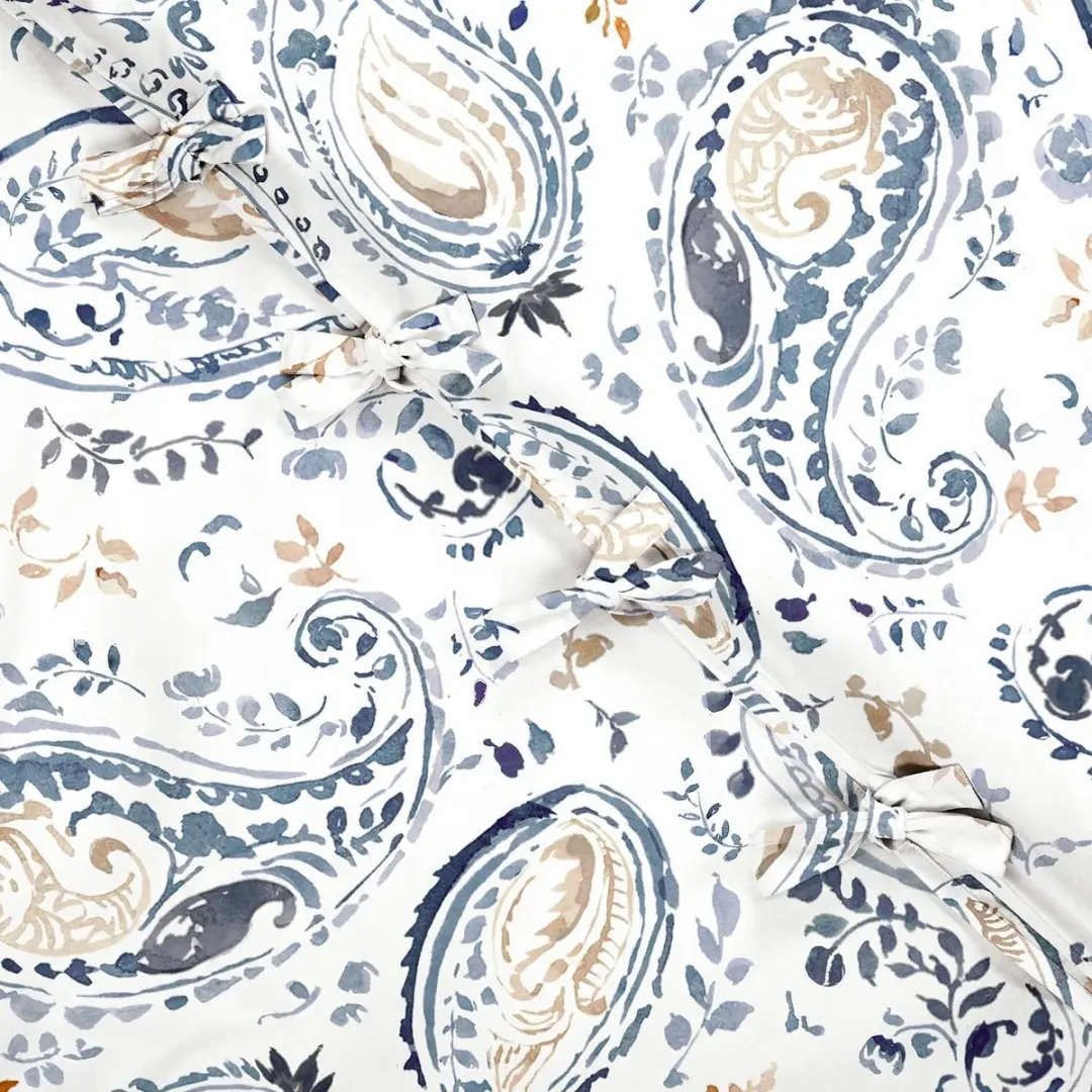 Loberon Le Perron Beddengoedset - Eenpersoons - Blauw/Crème - afbeelding 4 van 6