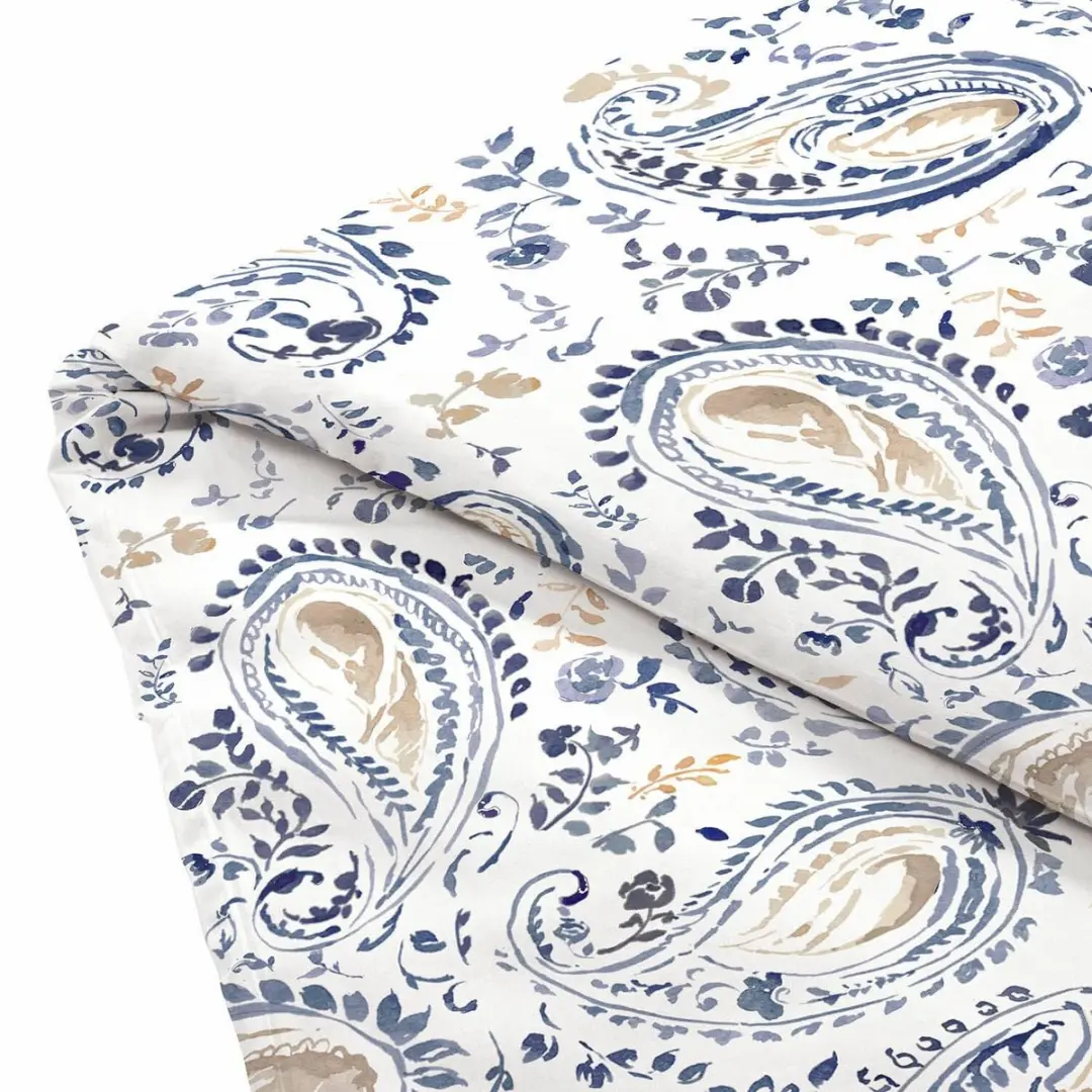 Loberon Le Perron Beddengoedset - Eenpersoons - Blauw/Crème - afbeelding 5 van 6