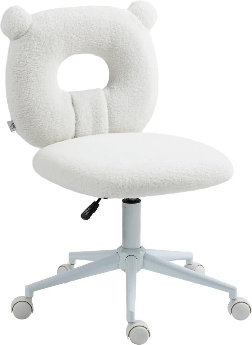 HOMCOM-Bürostuhl-Polyester, Stahl-50L x 56B x 80-90H cm-Weiß