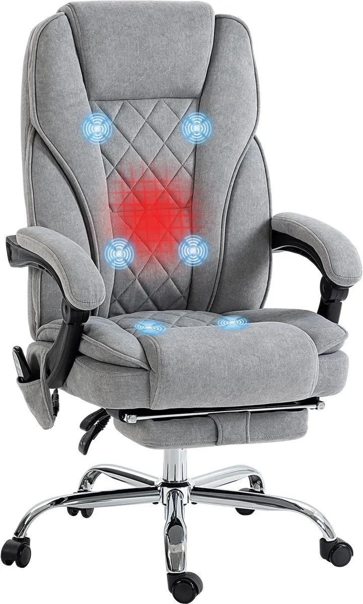 Vinsetto-Bürostuhl mit Massagefunktion-Polyester, Stahl-72L x 67B x 111-119H cm