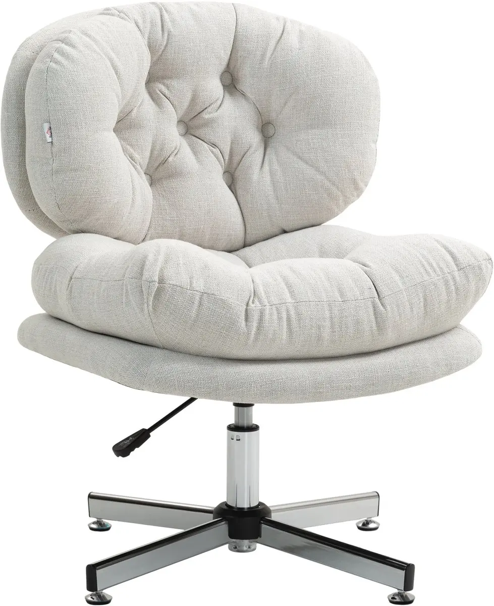HOMCOM Office Chair Polyester 65L x 65B x 84-94H cm Cremeweiß