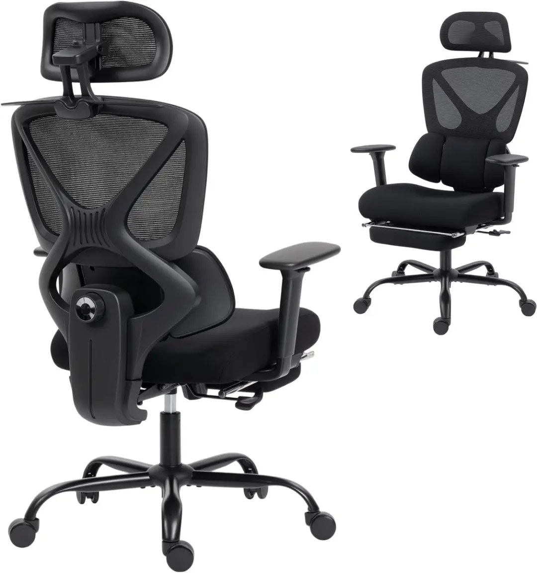 Homcom Office Chair-Polyester, Kunststof-75L x 73B x 120-128Hcm-Zwart