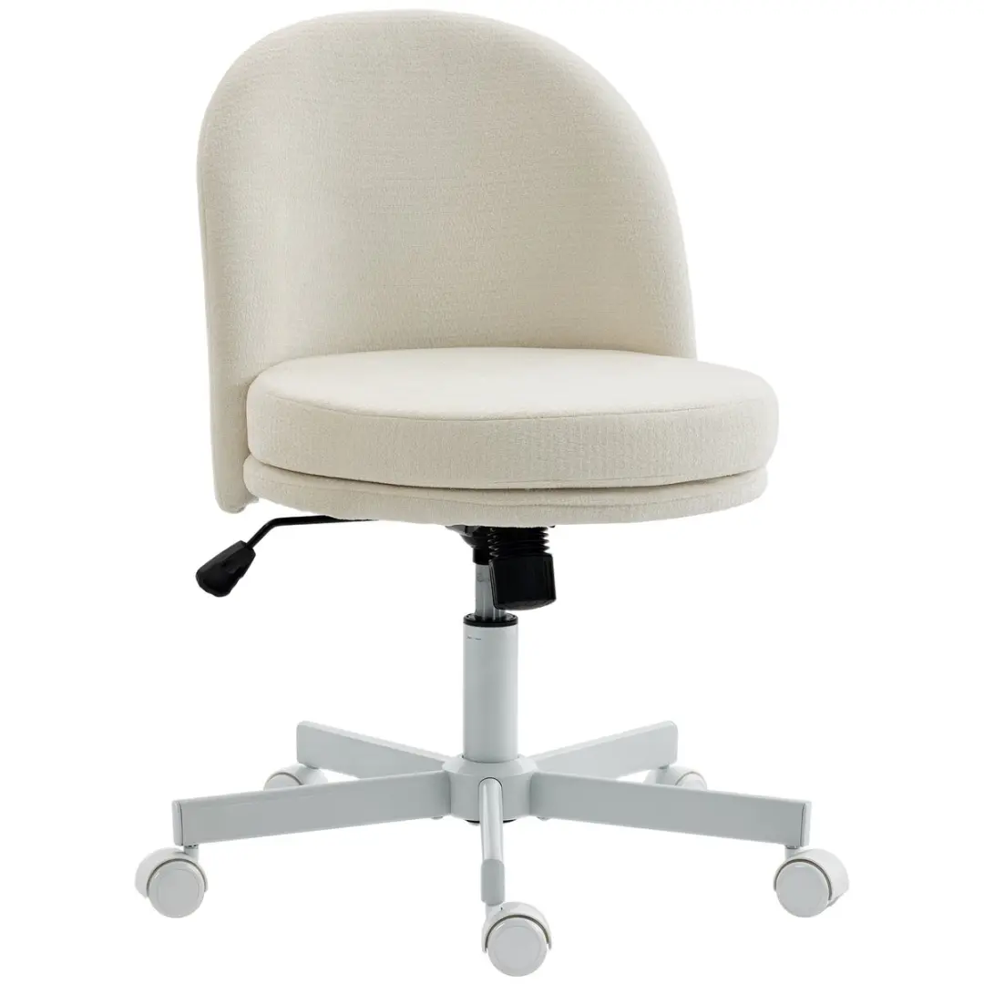 HOMCOM Office Chair-Polyester-58L x 57B x 73-83H cm-Cremeweiß