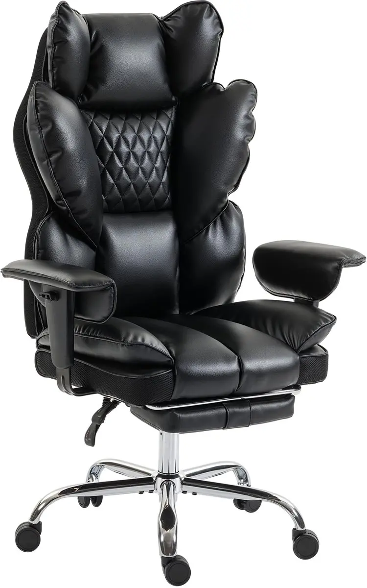 HOMCOM Heavy-Duty Office Chair-Kunstleder-80 x 67 x 130 cm-Schwarz