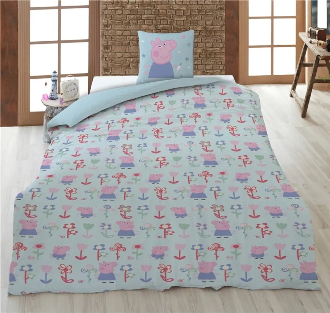 Peppa Pig Dekbedovertrek Best Day - 140x200cm + 63x63cm - Blauw - afbeelding 3 van 6