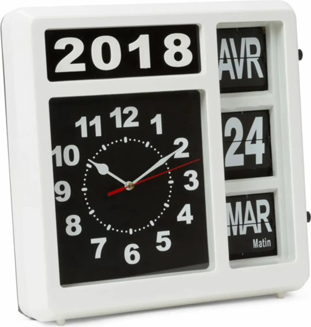 Perel Analoge Kalenderklok 31x31cm - Groot Flip-over Display - Frans Dag/Datum - afbeelding 4 van 6