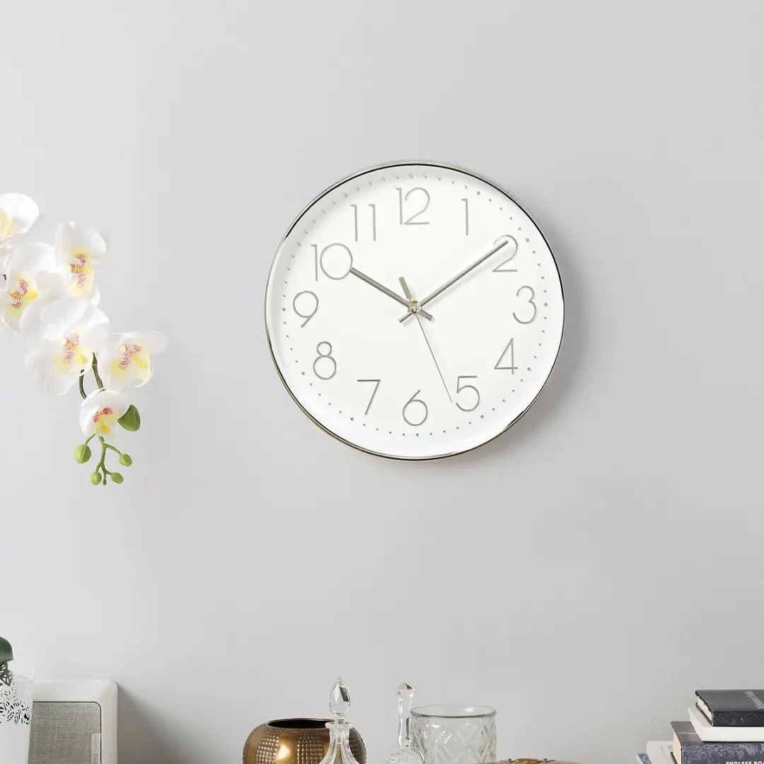 Nedis Wandklok 30cm - Wit/Zilver - afbeelding 5 van 6