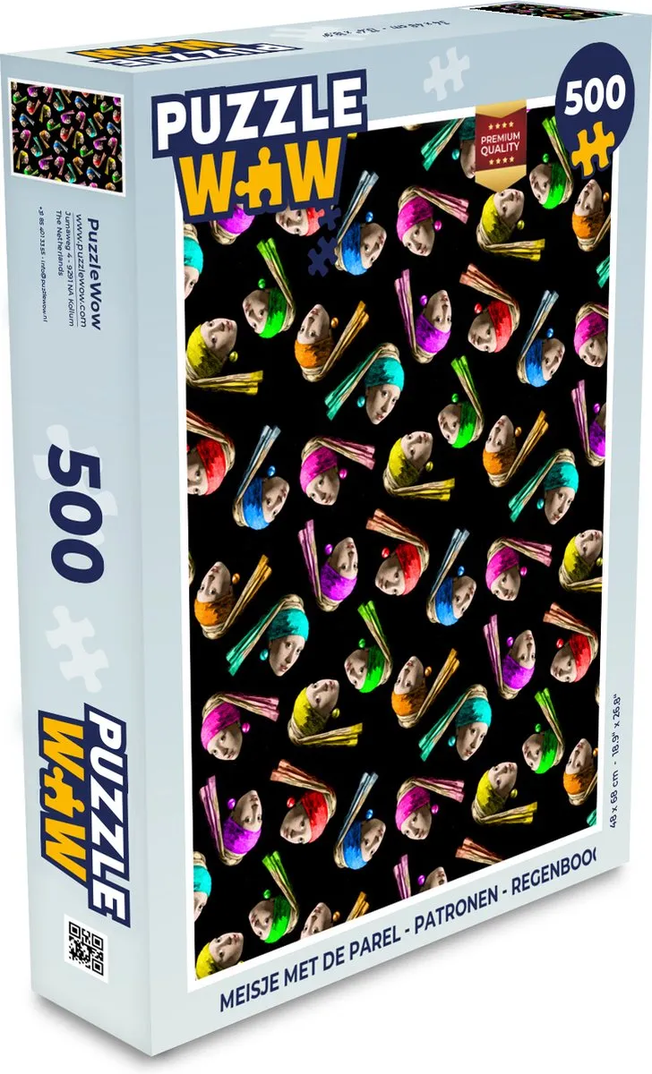 PuzzleWow Meisje met de parel Legpuzzel 500 Stuks - Multicolor
