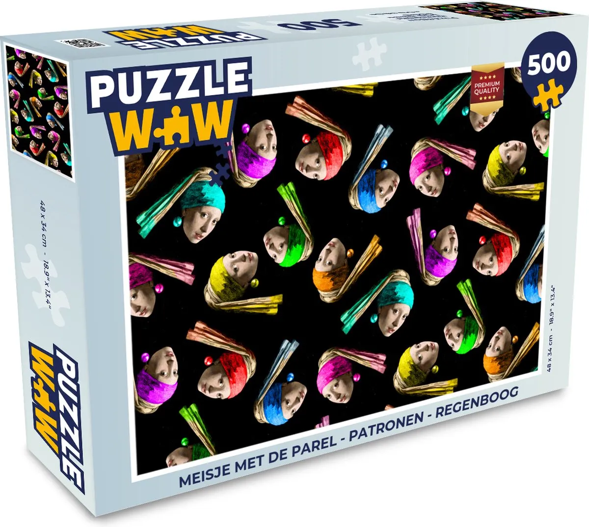 PuzzleWow Meisje met de parel Legpuzzel 500 Stuks - Multicolor