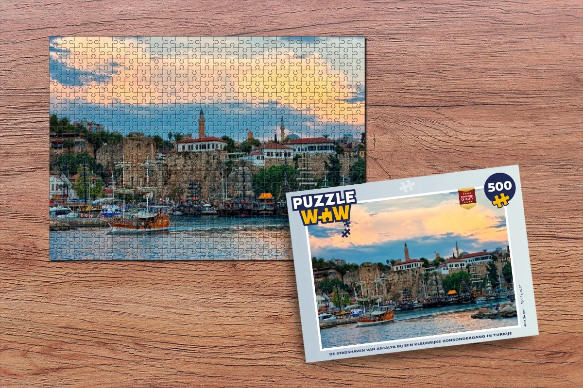 PuzzleWow De stadshaven van Antalya Legpuzzel 500 Stuks - Multicolor