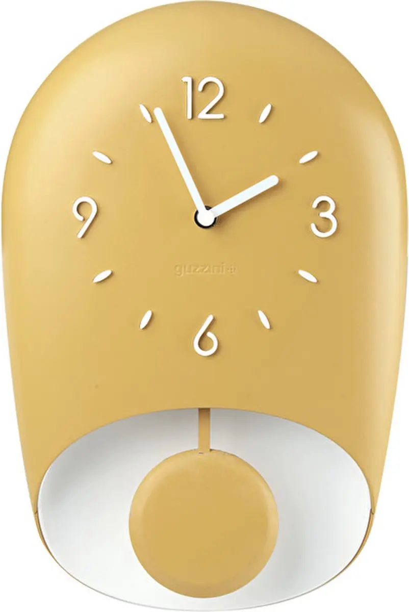 WALL CLOCK WITH PENDULUM BELL  MUSTARD YELLOW