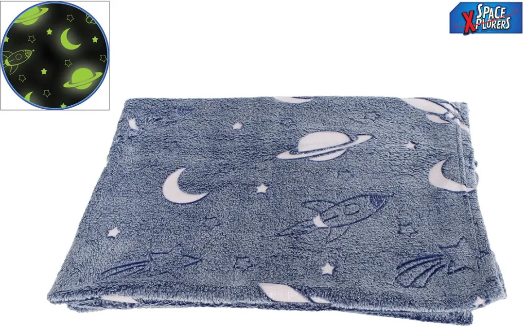 Van Manen Glow in the Dark Deken Space - 100x150cm - Blauw