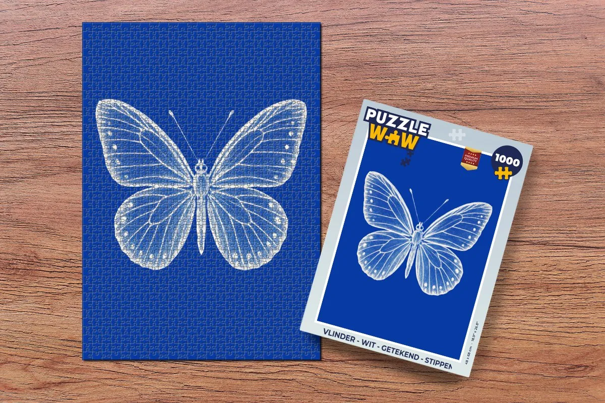 PuzzleWow Vlinder Legpuzzel 1000 Stuks - Blauw