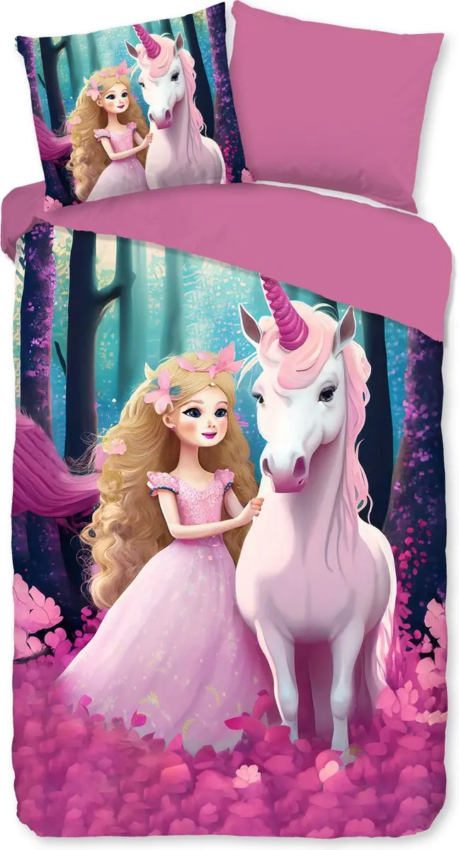 Pure dekbedovertrek eenhoorn en prinses