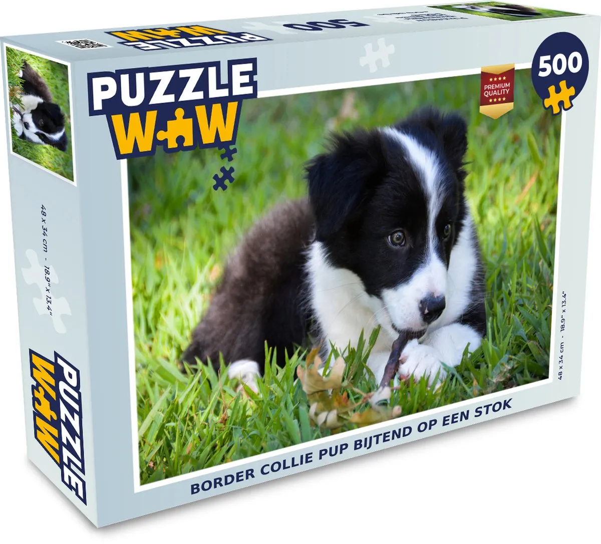 PuzzleWow Border Collie Pup Legpuzzel 500 Stuks - Multicolor