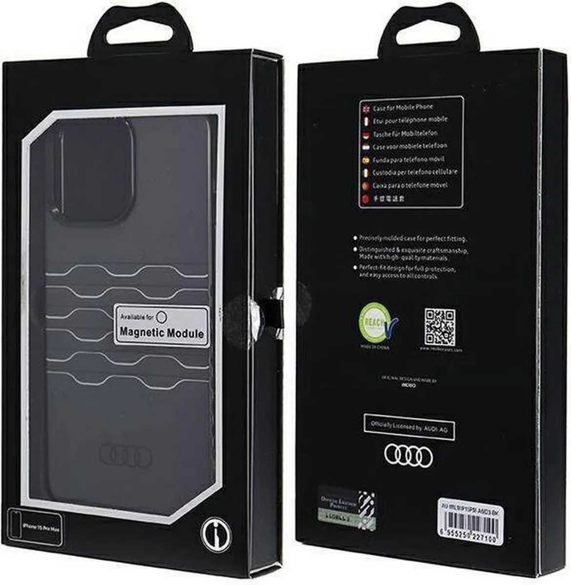 Audi IML Grille Pattern Back Case (MagSafe Compatible) - Geschikt voor Apple iPhone 15 Pro Max (6.7") - Zwart