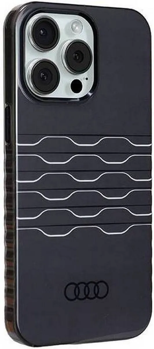 Audi IML Grille Pattern Back Case (MagSafe Compatible) - Geschikt voor Apple iPhone 15 Pro Max (6.7") - Zwart