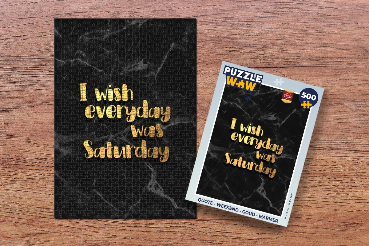 PuzzleWow Quote Weekend Legpuzzel 500 Stuks - Goud/Marmer - MPN 7435045540588