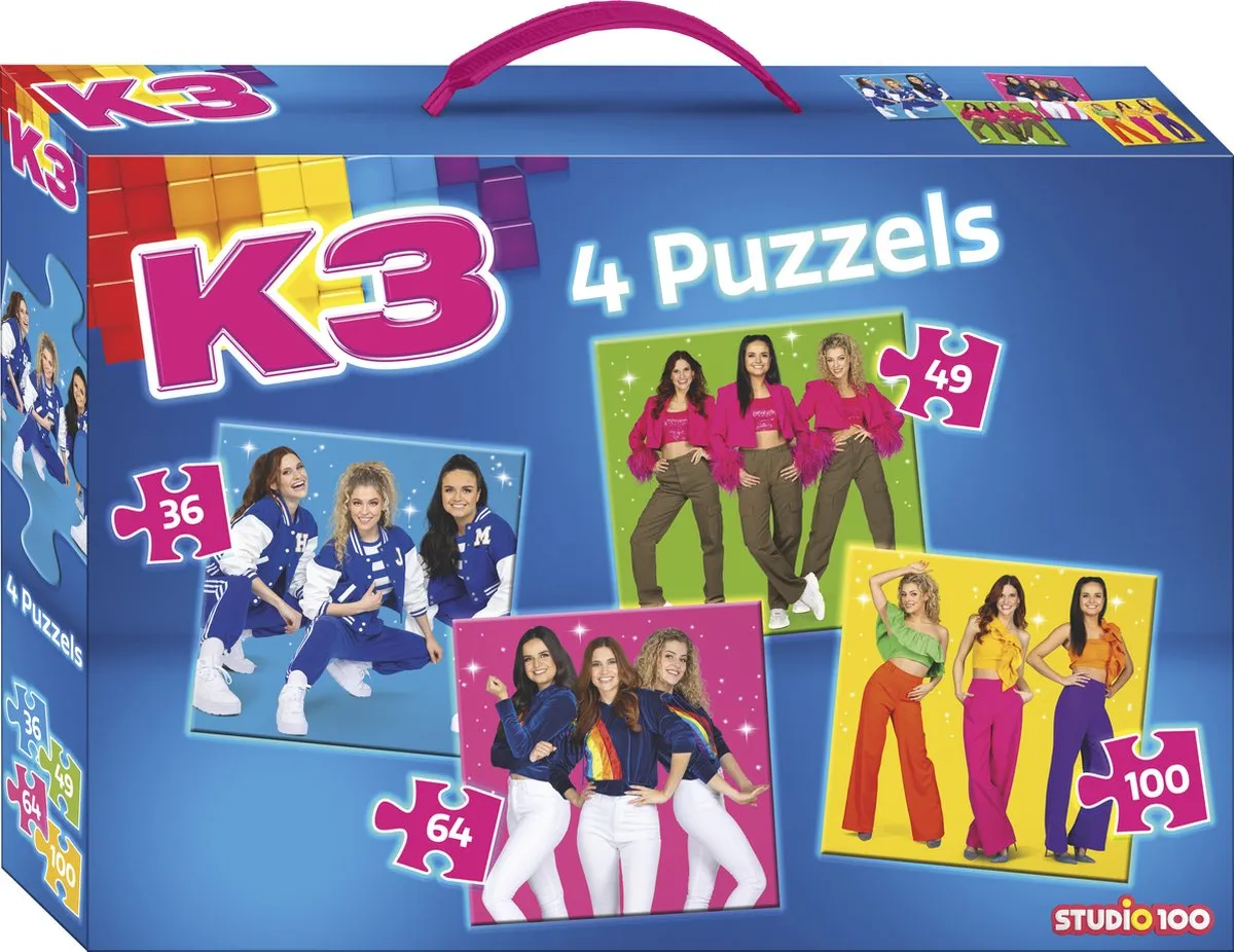 K3 Sterretjes 4-in-1 Puzzel - 36/49/64 Stukjes - Multicolor
