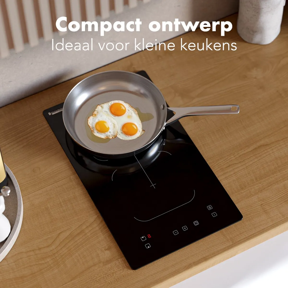 KitchenBrothers Inductie Kookplaat - Inbouw Inductieplaat - 30 cm - 2 Zones - 1x Flexzone - 1 Fase - Tot 3300W - Zwart