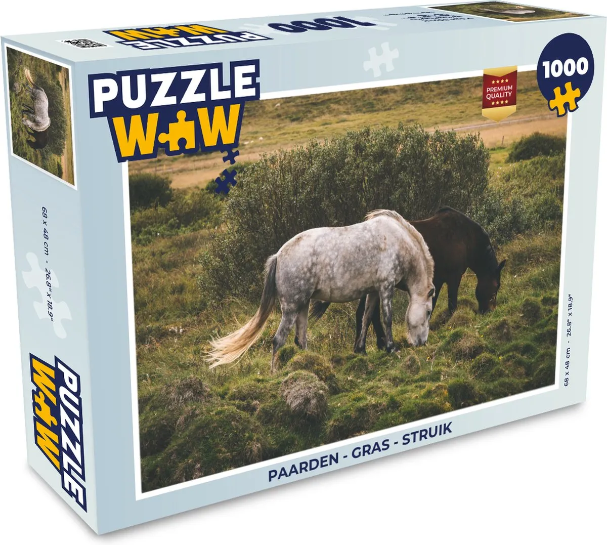 PuzzleWow Paarden Gras Struik Legpuzzel 1000 Stuks