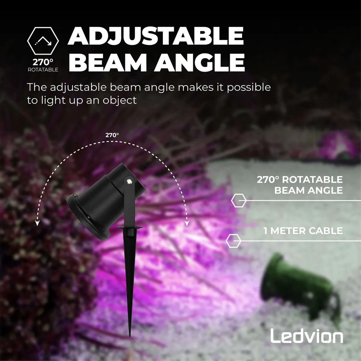 LEDVION 6x SMART Wifi LED Prikspots IP65 4.9W - Zwart
