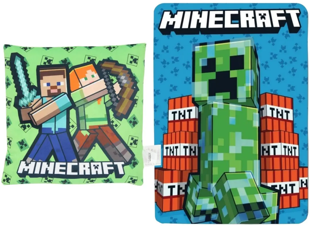 Minecraft Slaapkamerset - Kussen & Fleece Deken Multi Color - afbeelding 3 van 6