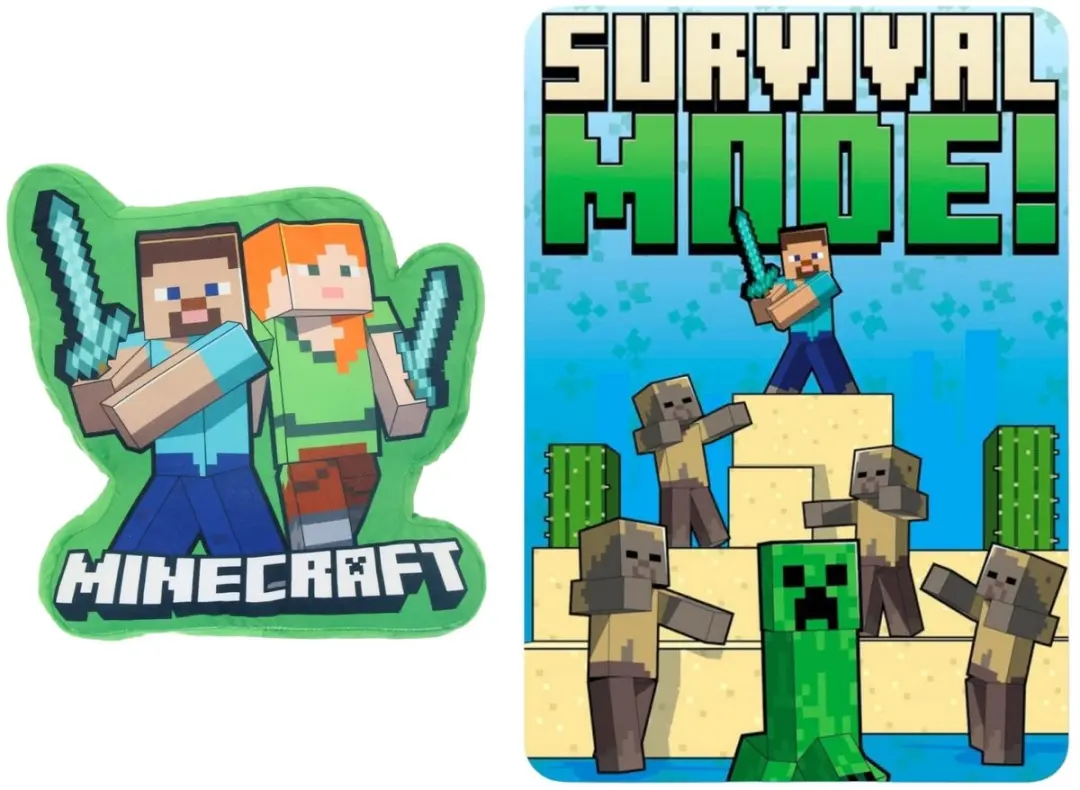 Minecraft Slaapkamerset - Kussen & Fleece Deken Multi Color - afbeelding 2 van 6