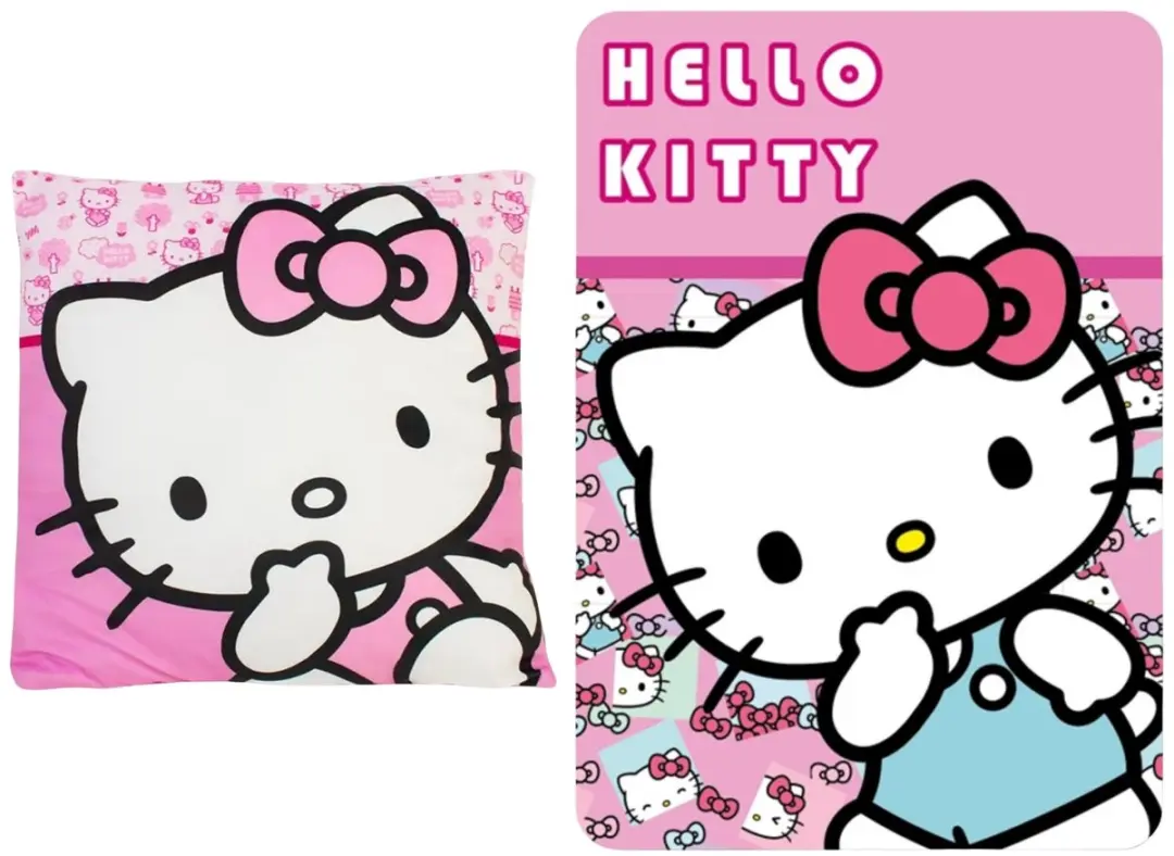 Hello Kitty Slaapkamerset Roze - Kussen & Fleece Decken - afbeelding 2 van 5