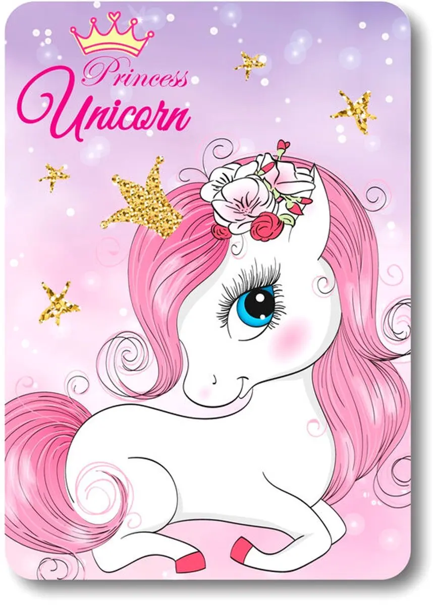 Unicorn Slaapkamerset Roze - Kussen & Fleece Deken - afbeelding 3 van 4