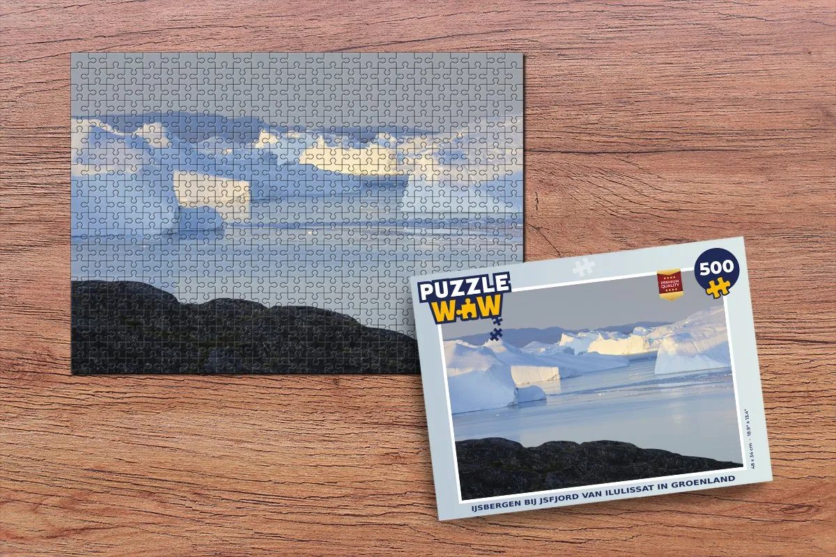 PuzzleWow IJsbergen bij Jsfjord Ilulissat Groenland Legpuzzel 500 Stuks - Multicolor