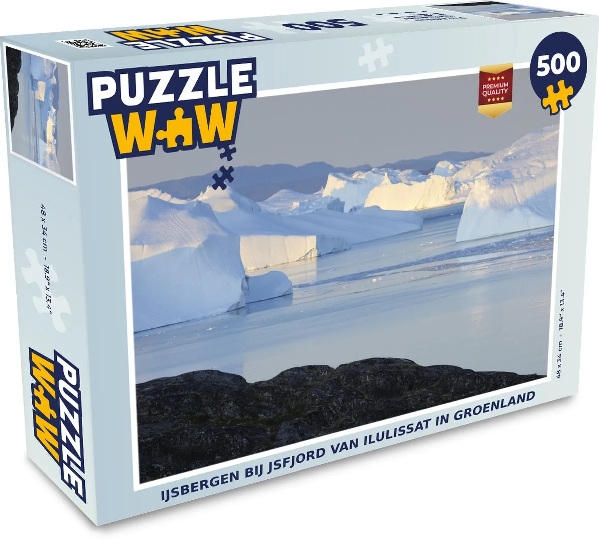 PuzzleWow IJsbergen bij Jsfjord Ilulissat Groenland Legpuzzel 500 Stuks - Multicolor