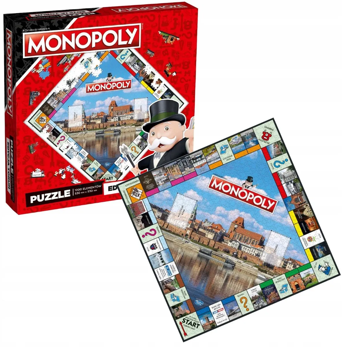 Monopoly Toruń Premium Puzzel 1000 Stuks - Blauw/Rood/Wit/Zwart