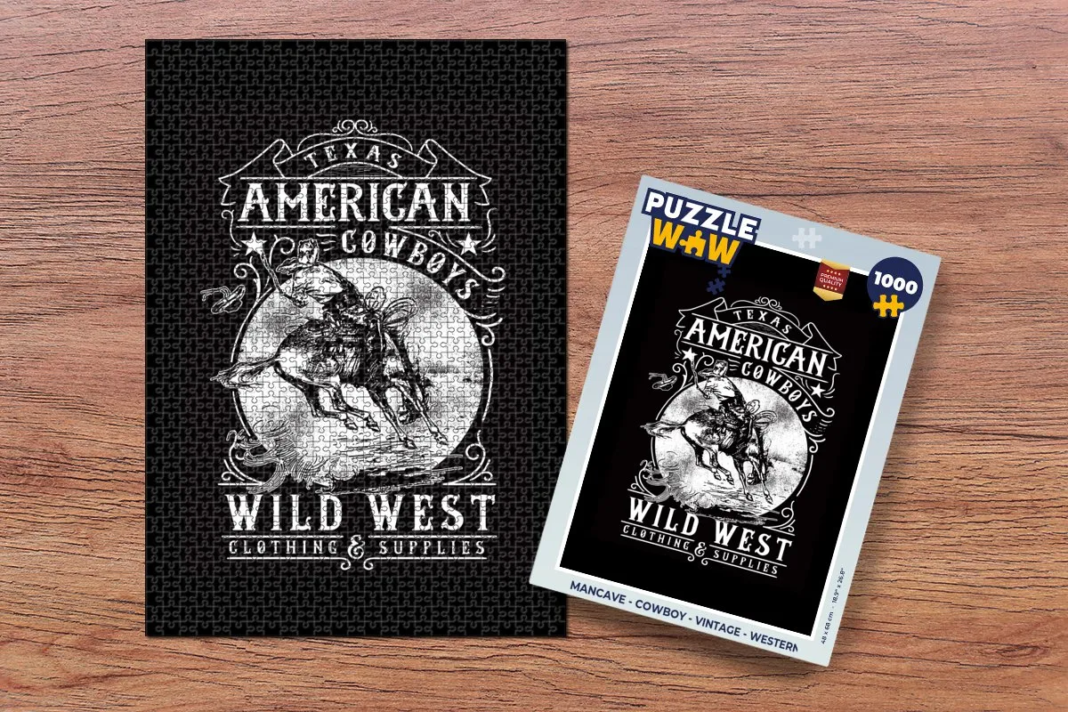 PuzzleWow Mancave Western Legpuzzel 1000 Stuks - Multicolor