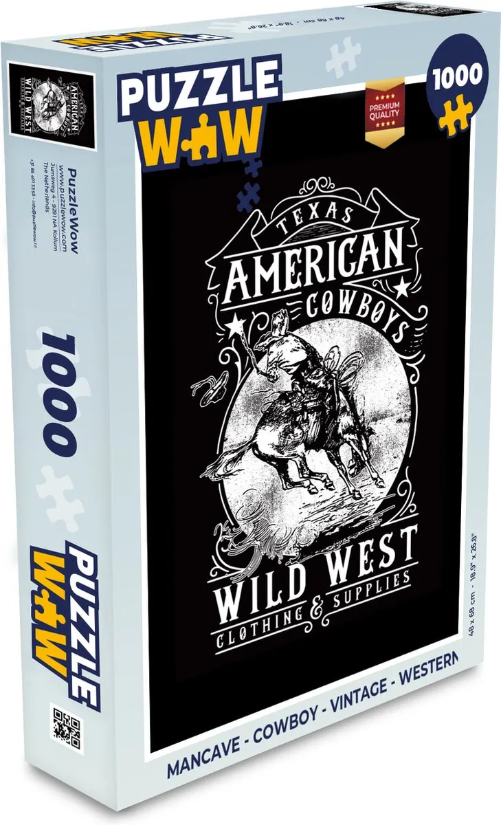 PuzzleWow Mancave Western Legpuzzel 1000 Stuks - Multicolor