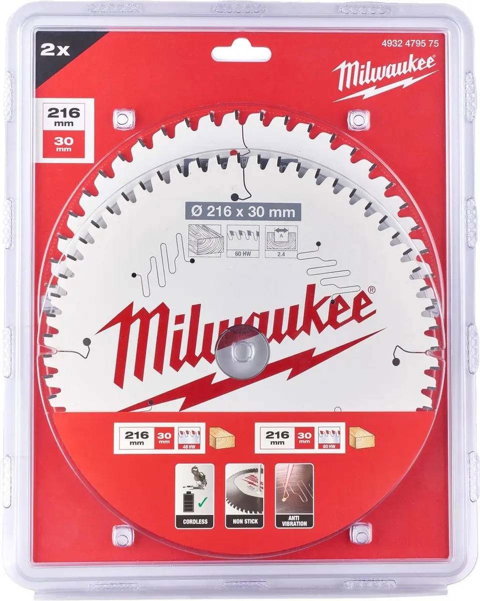Milwaukee Cirkelzaagblad 216 x 30 mm Twin Pack (2-delig)