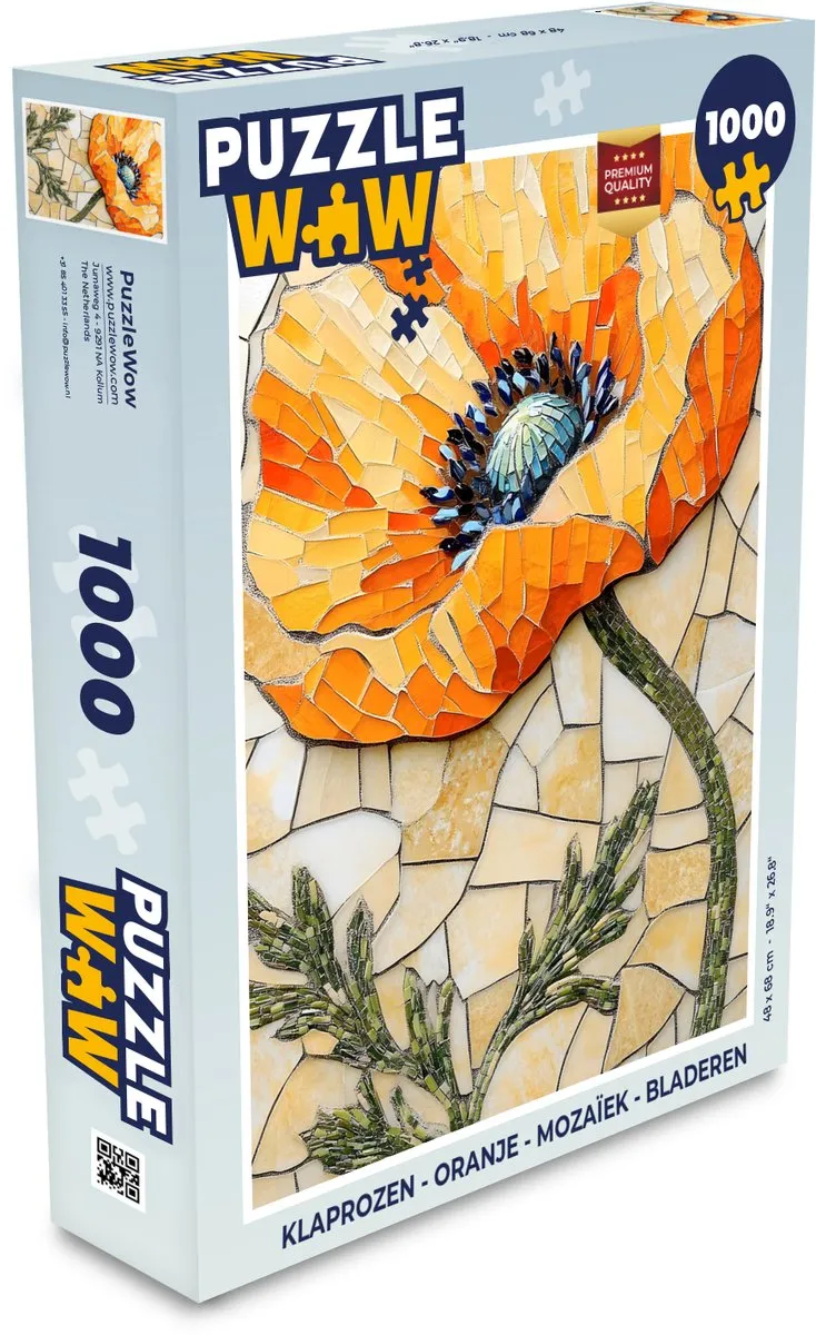 PuzzleWow Klaprozen Mozaïek Legpuzzel 1000 Stuks