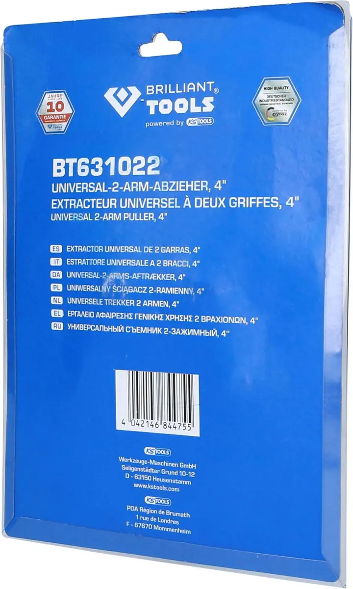 Brilliant Tools BT631022 Universele 2-Arm Aftrekker 4"