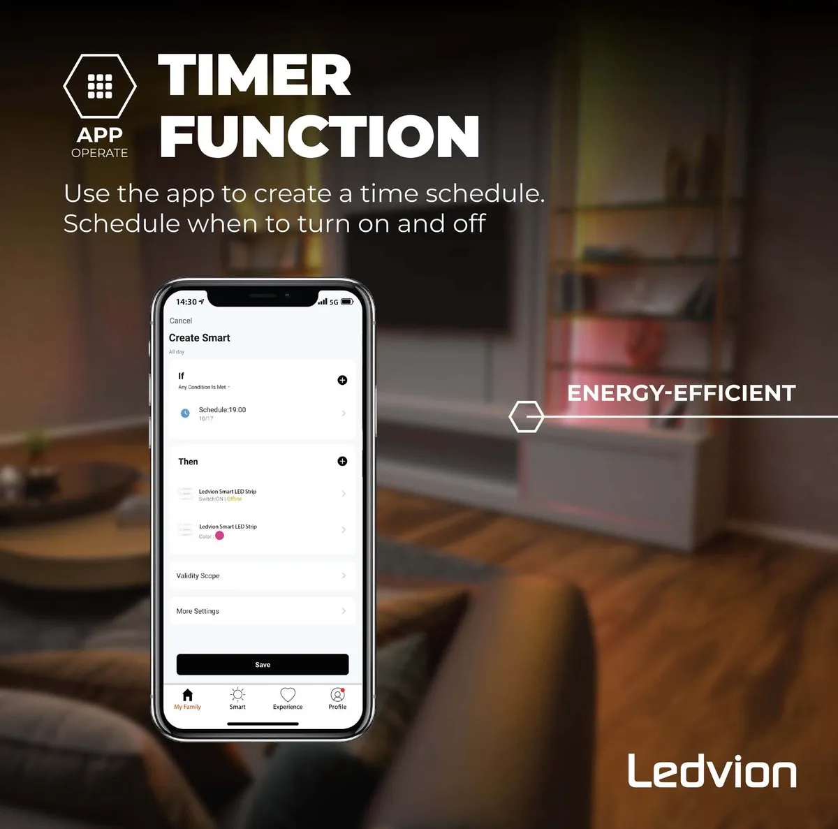 LEDVION SMART LED-Strip 5m RGBIC - 12V 12W