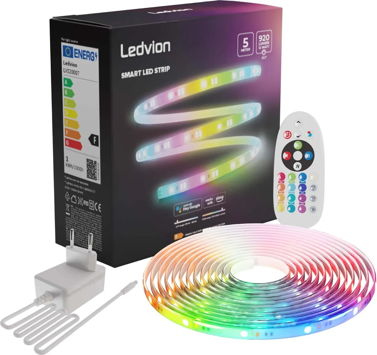 LEDVION SMART LED-Strip 5m RGBIC - 12V 12W