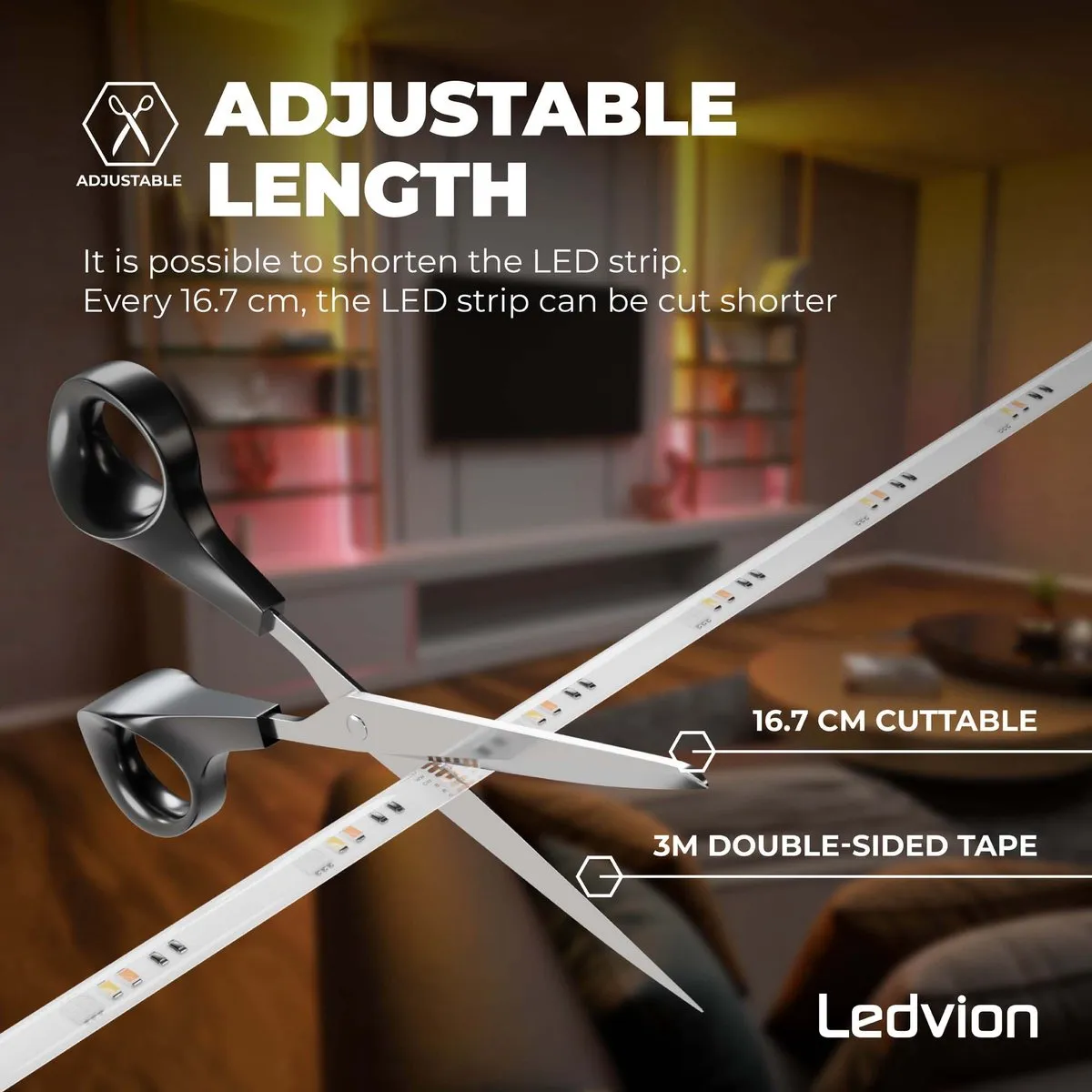 LEDVION SMART LED-Strip 5m RGBIC - 12V 12W